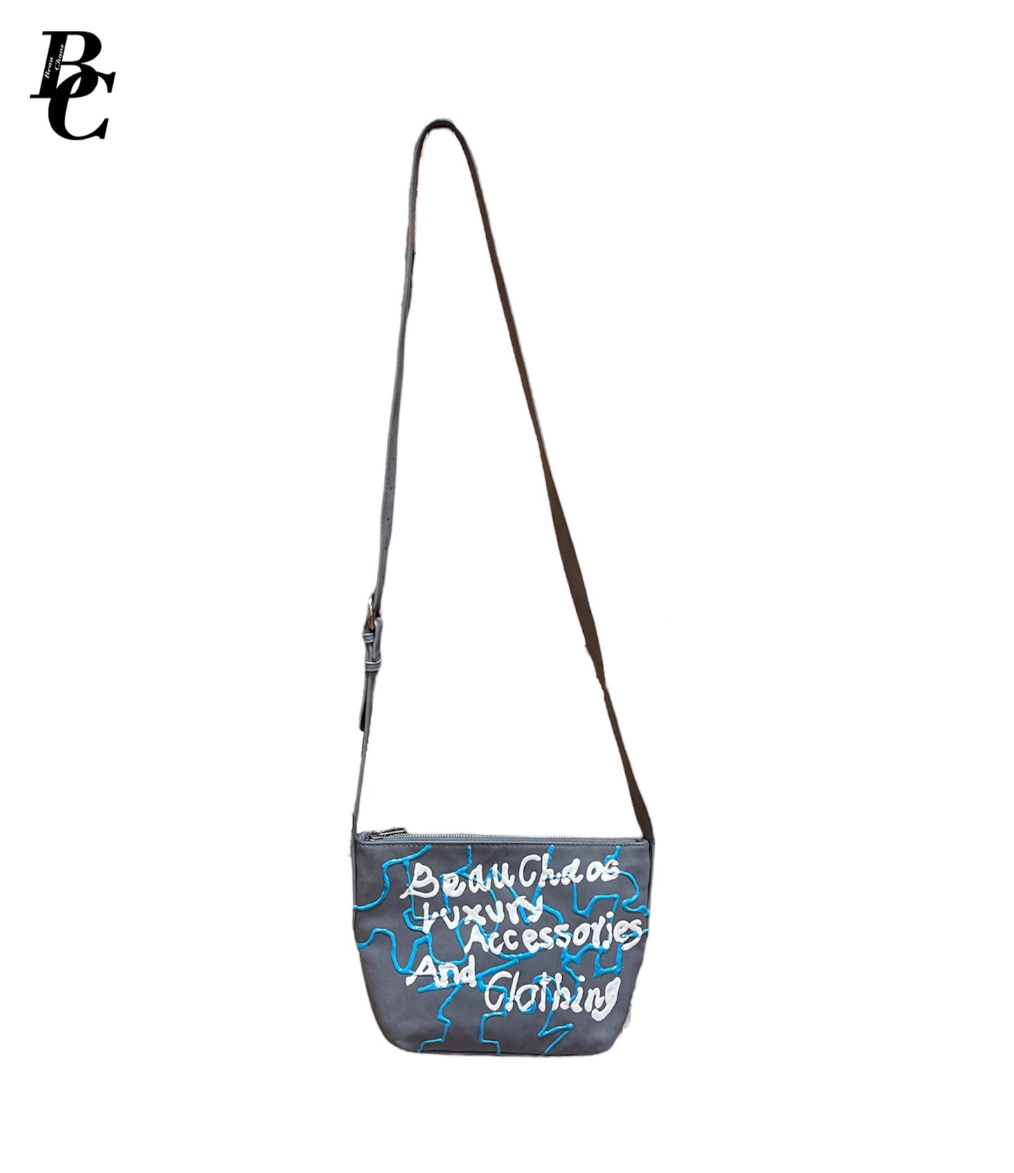 Beau Chaos Unisex “Sloppy Line Pattern & Sloppy Beau Chaos” Logo Crossbody Bag