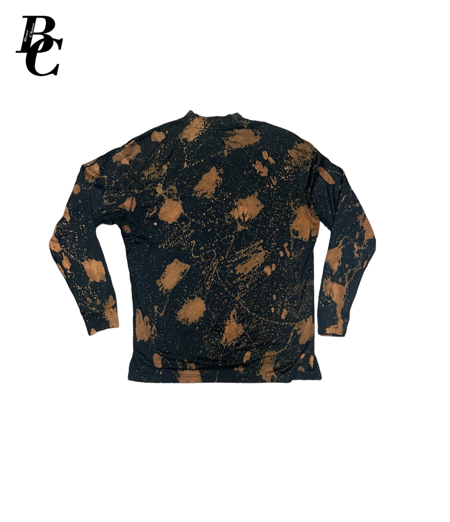 Beau Chaos Men’s Bleached “Beau Chaos” Logo Long Sleeve Mock Neck