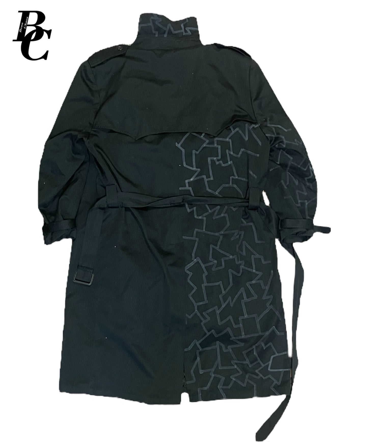 Beau Chaos Men’s “Line Pattern” Logo Trench Coat
