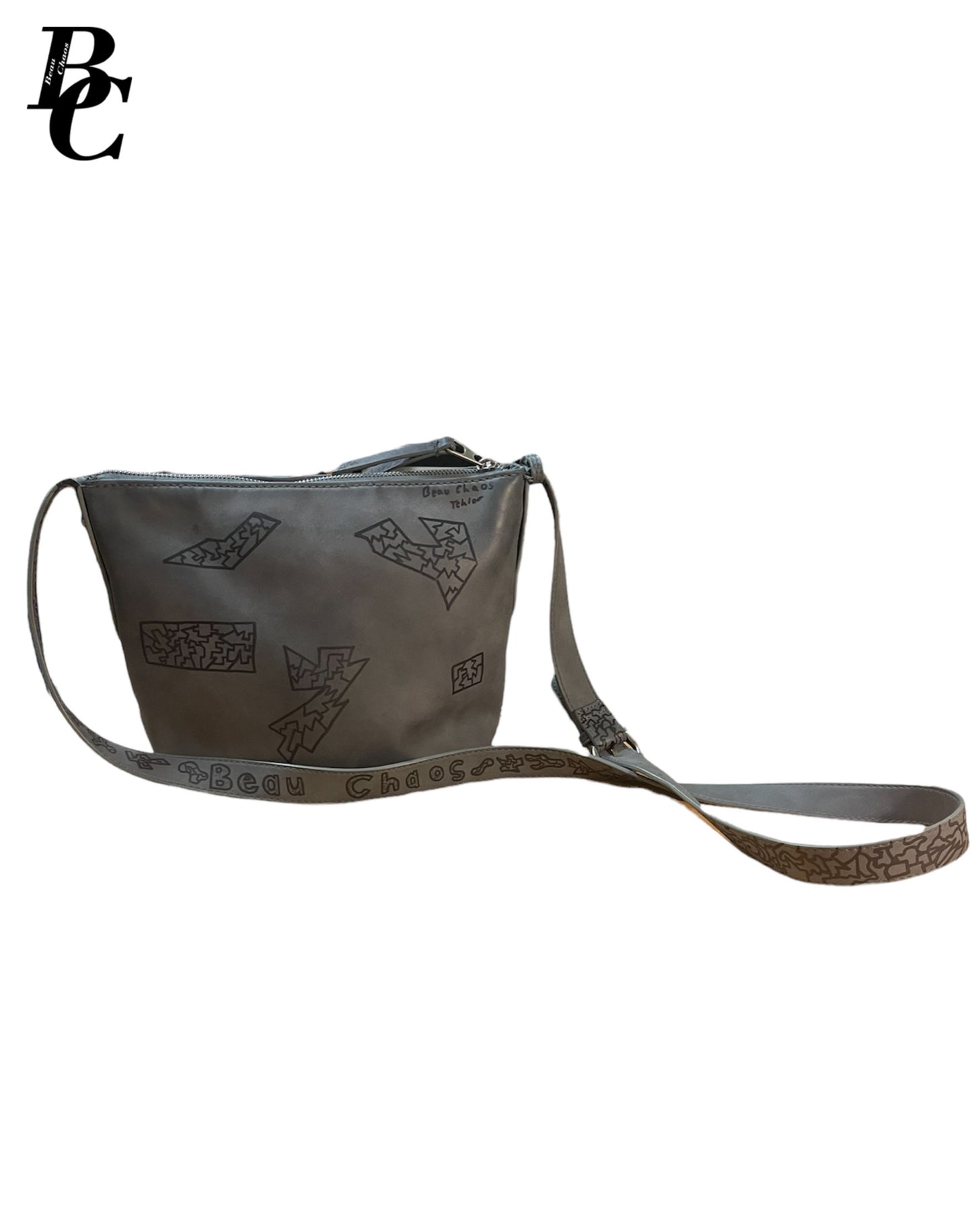 Beau Chaos Unisex “Curve & Line Blob” Logo Crossbody Bag