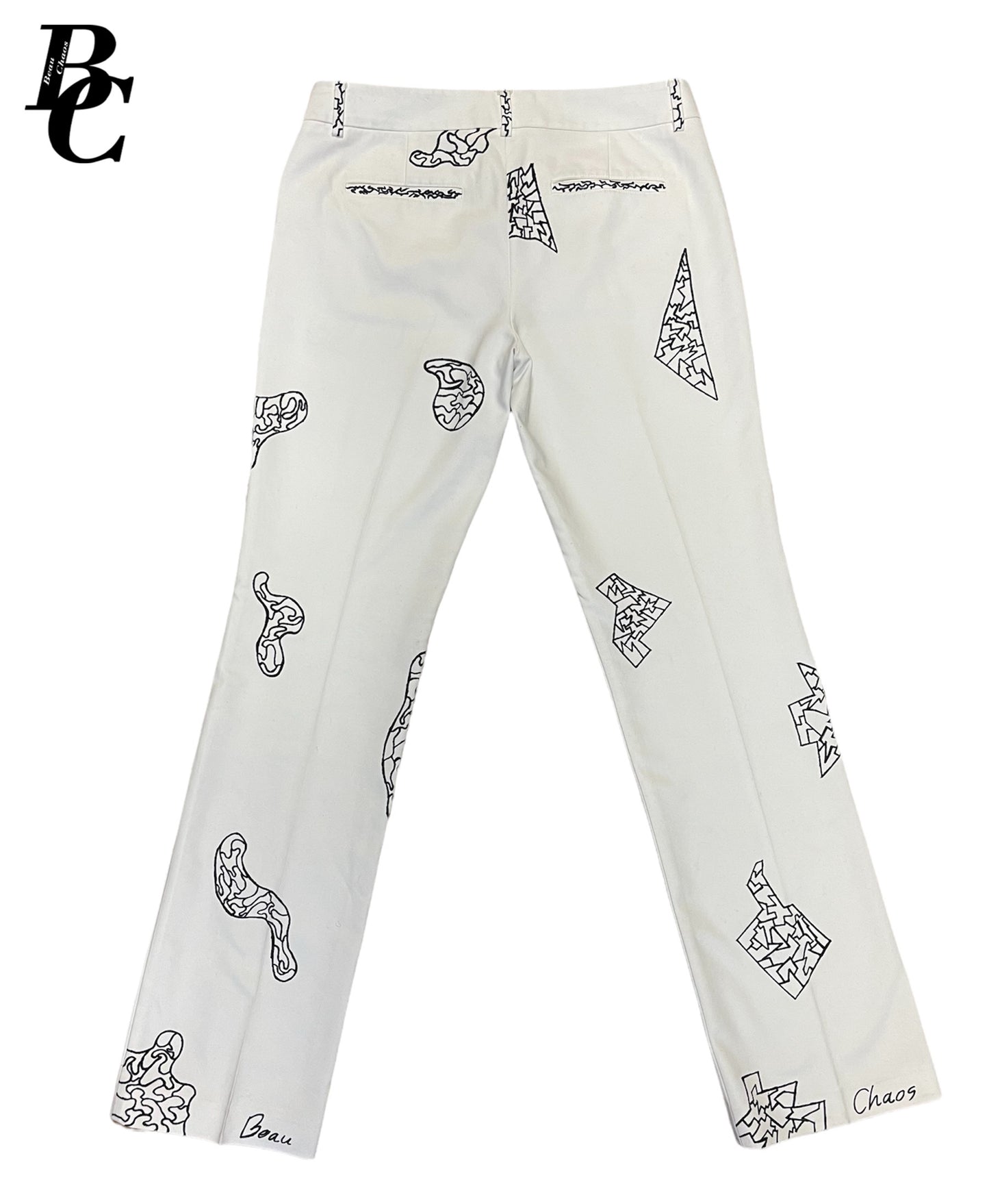 Beau Chaos Unisex “Dot Pattern & Sloppy Star Beau Chaos” Logo Flare Pants