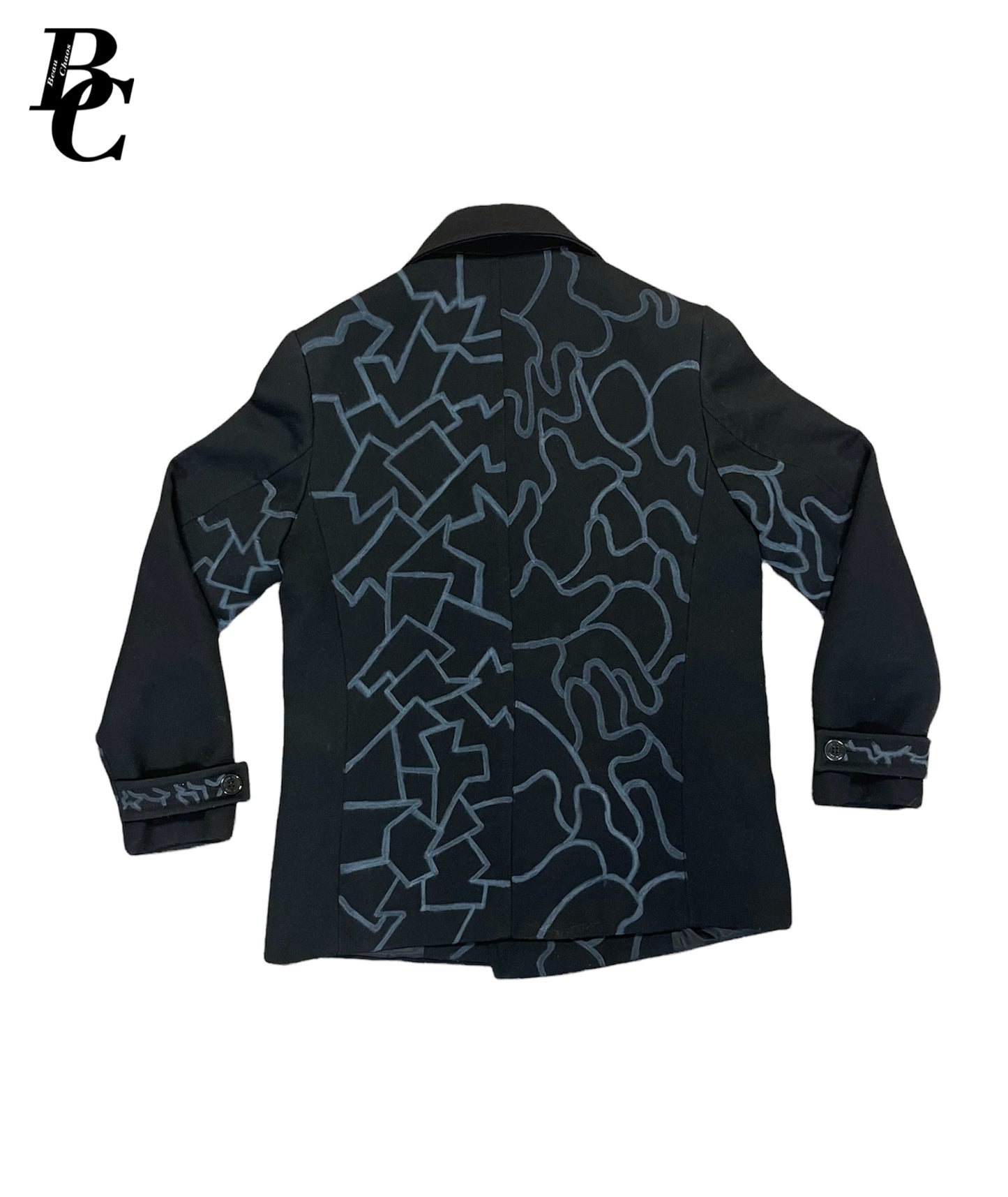 Beau Chaos Men’s “Line & Curve Pattern” Logo Peacoat