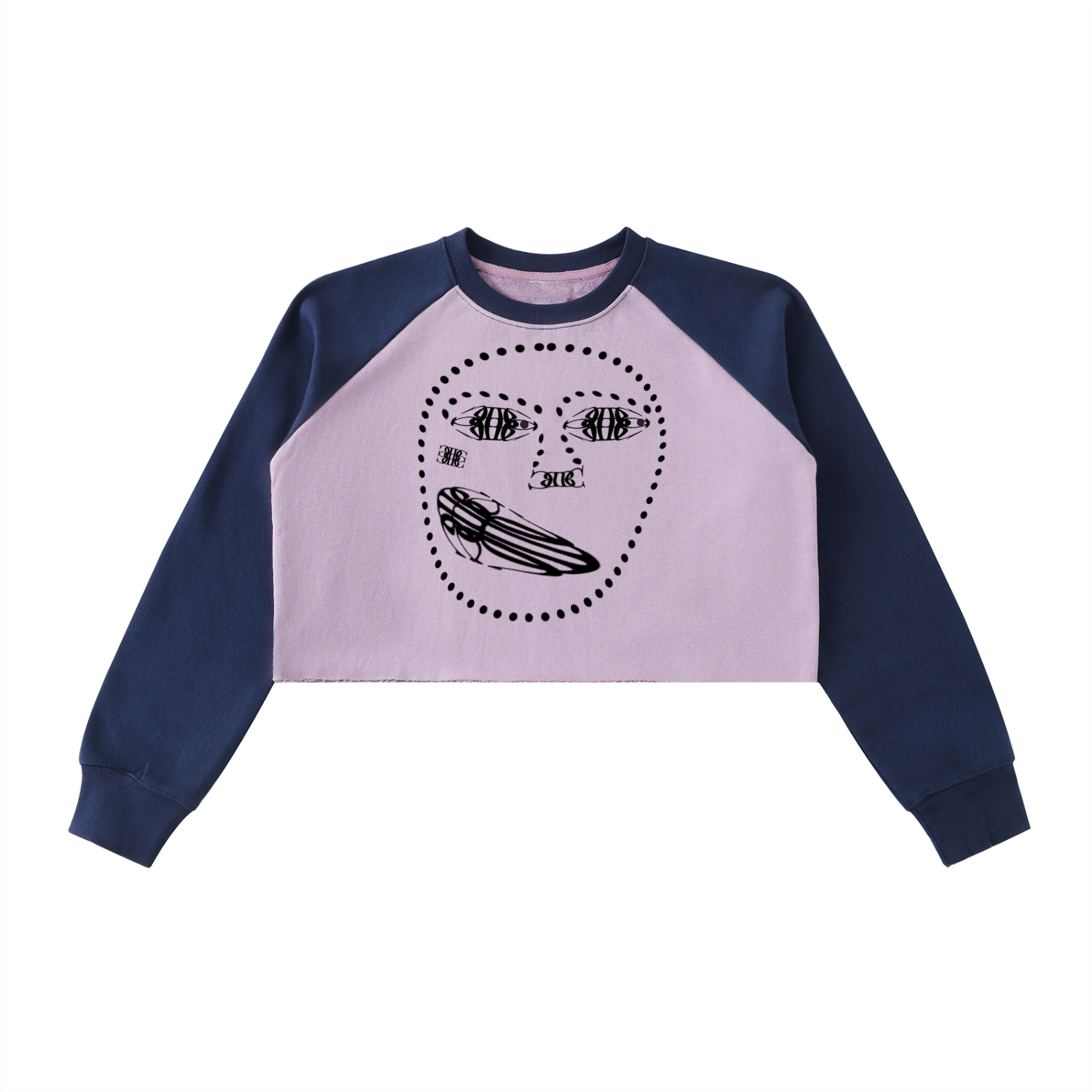 Beau Chaos Women's "Face Phase 1 & 2" Logo Raw-Hem Color-Block Crop Sweatshirt