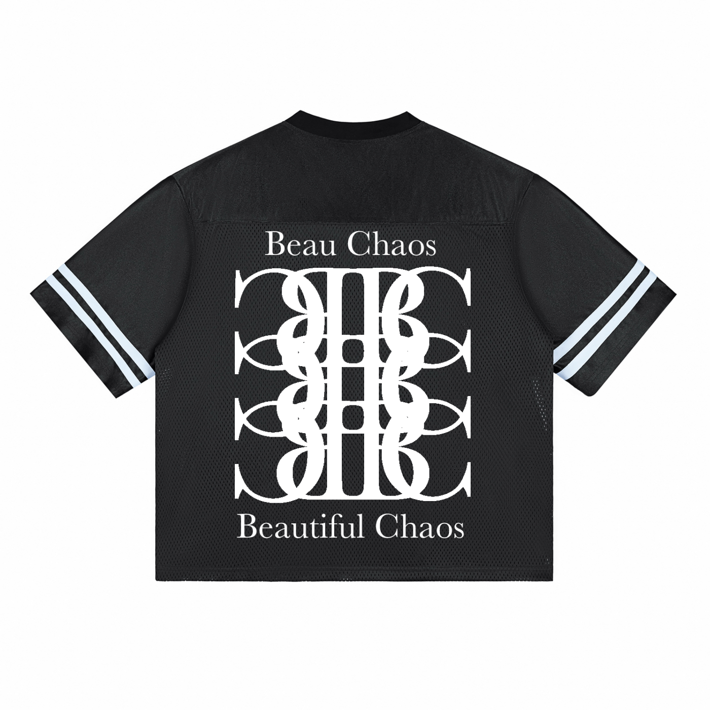 Beau Chaos Unisex "BC Perspective & BC Stack" Logo Taped Mesh T-Shirt