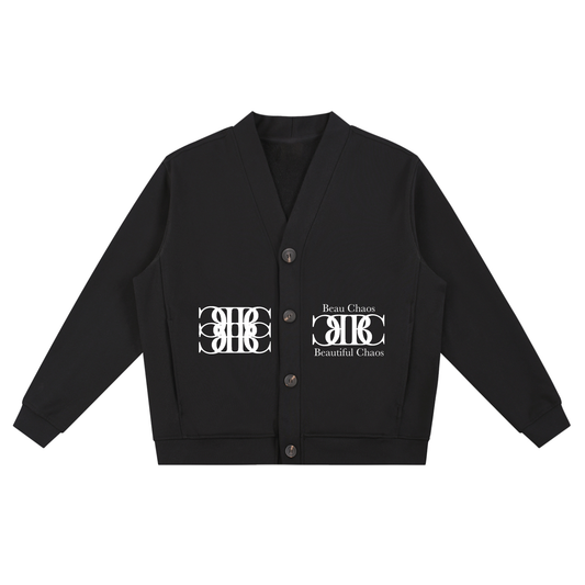 Beau Chaos Unisex "Name, BC Mirror & Wide Stretch" Logo Heavyweight Sweat Cardigan