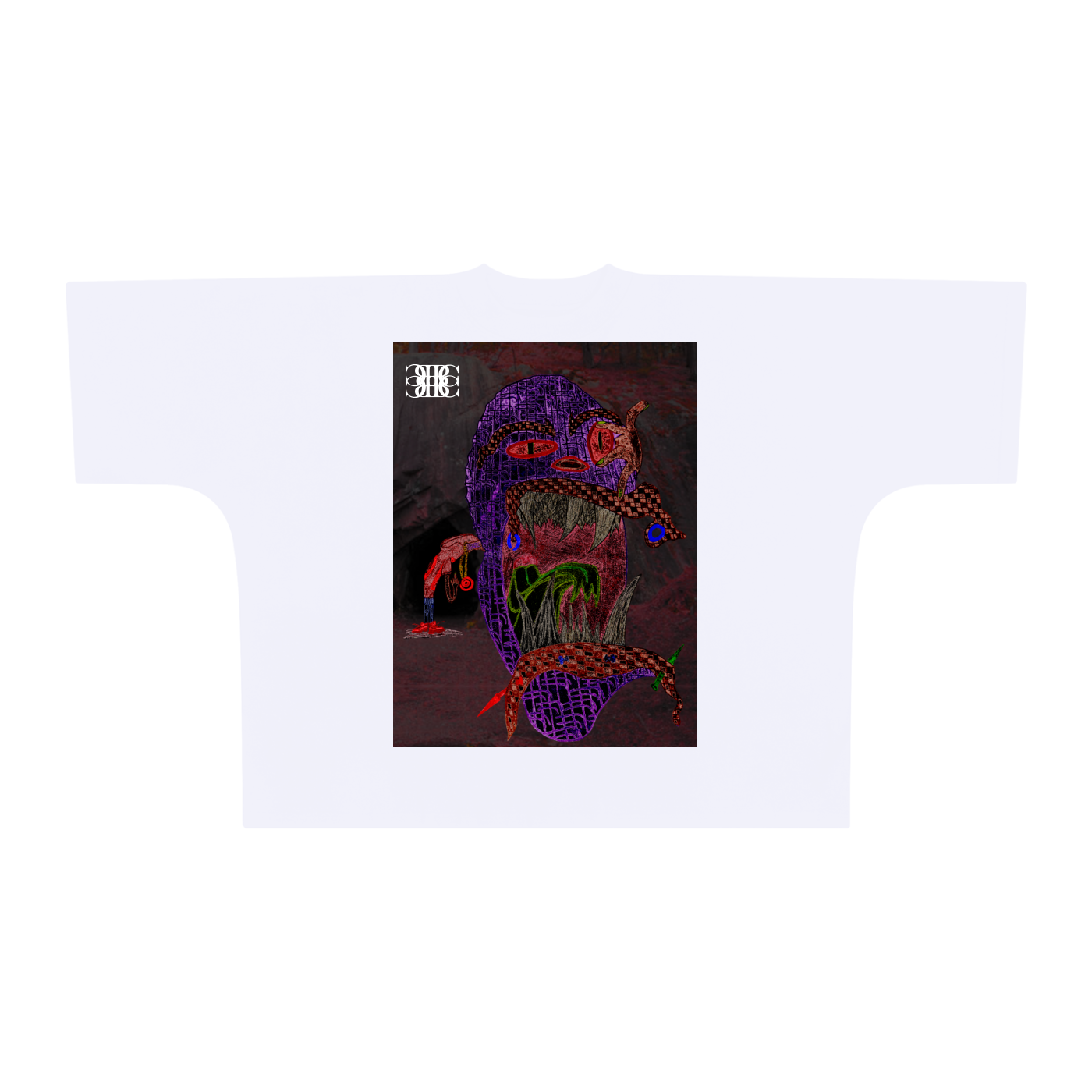 Beau Chaos Unisex "The Cave Man & BC Mirror" Logo Oversized One-Piece Boxy T-Shirt