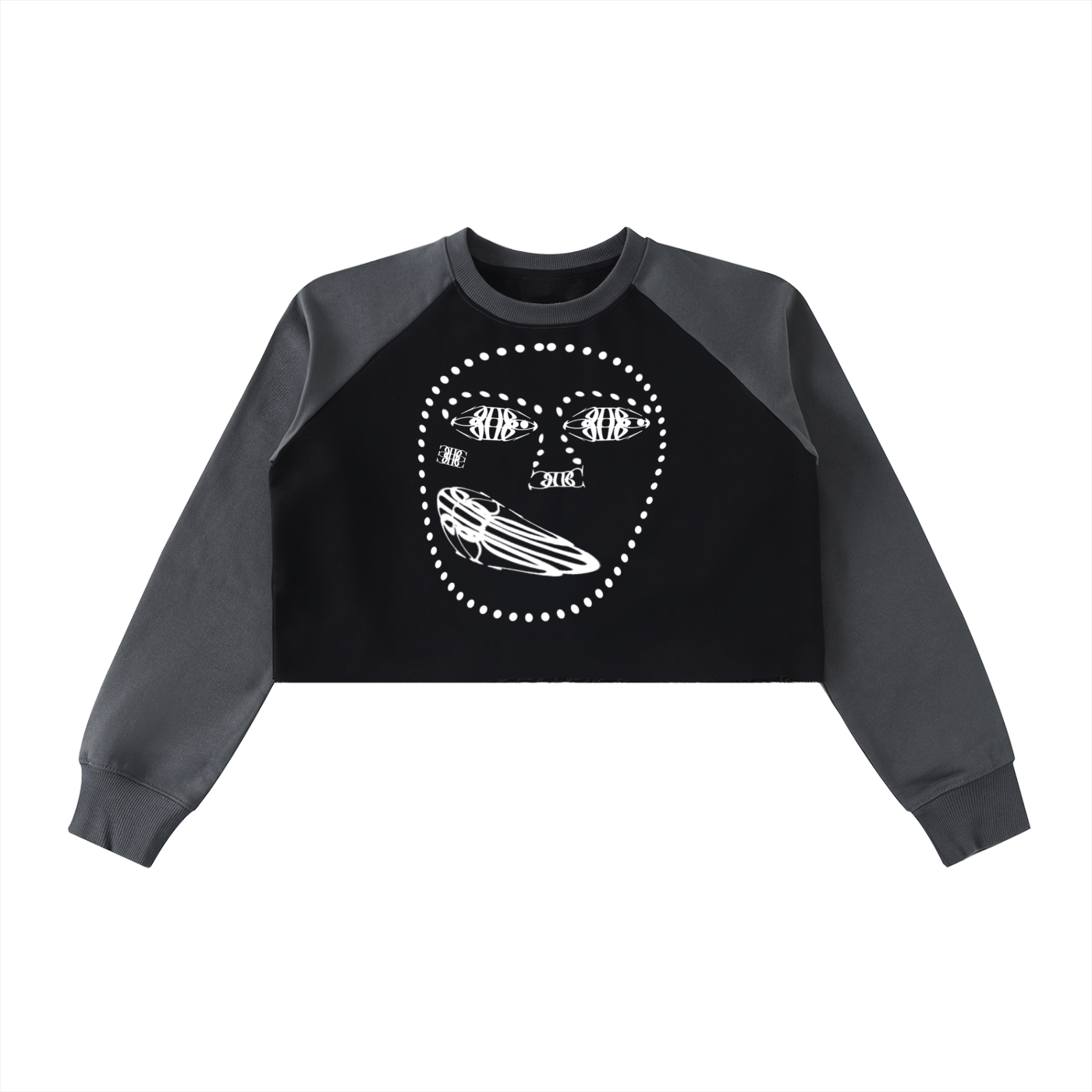 Beau Chaos Women's "Face Phase 1 & 2" Raw-Hem Color-Block Crop Sweatshirt