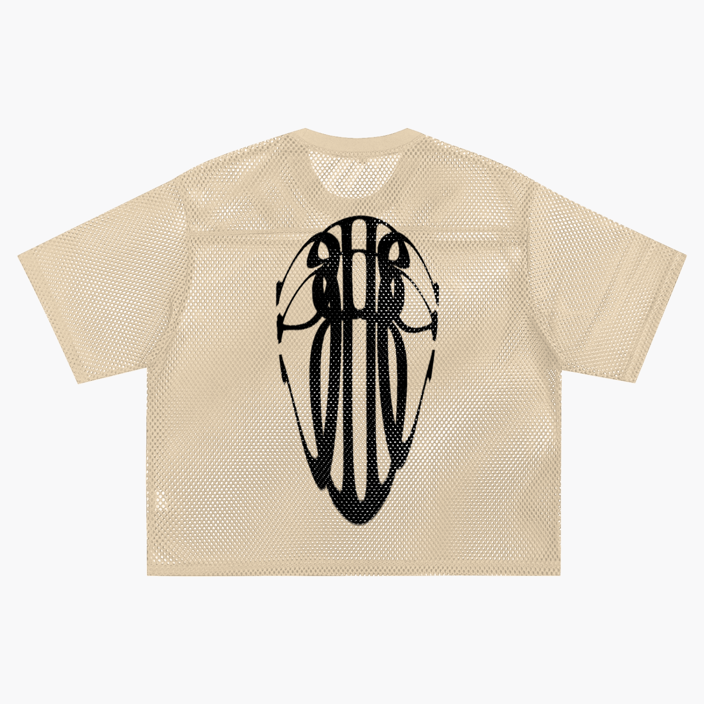 Beau Chaos Unisex "Tall & Wide Stretch" Logo See-through Boxy Net T-Shirt