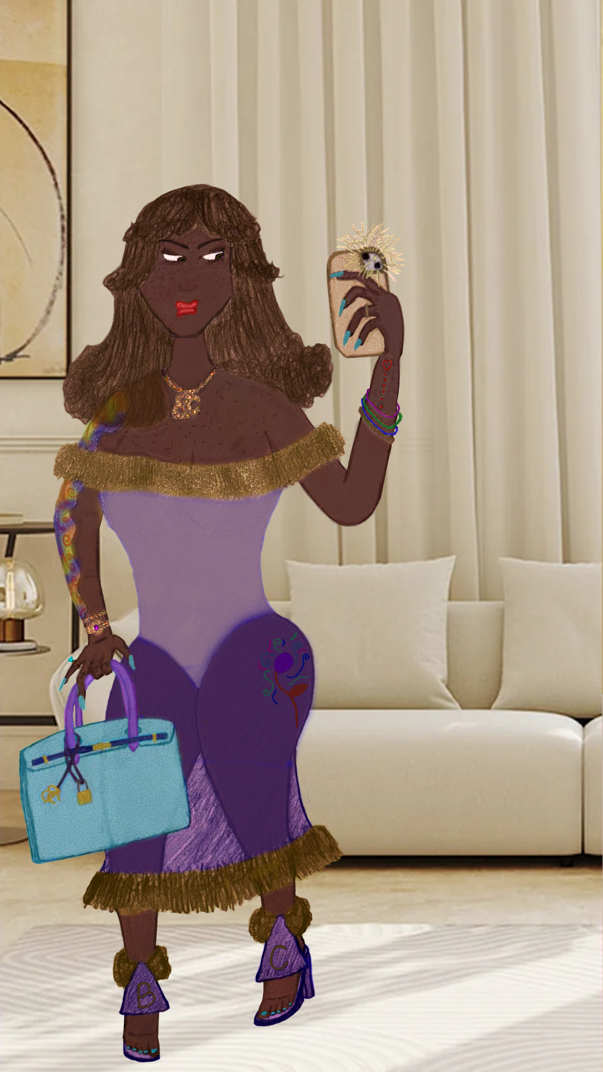 Beau Chaos Unisex "Luh IG Shawty & BC Mirror" Logo Oversized One-Piece Boxy T-Shirt