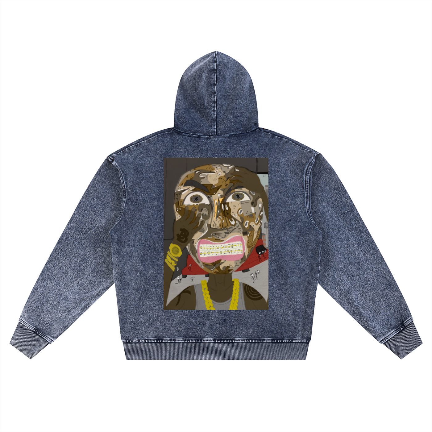 Beau Chaos Unisex "Might Not Give Up & BC Mirror" Logo Snow Wash Oversized Zip-Up Hoodie