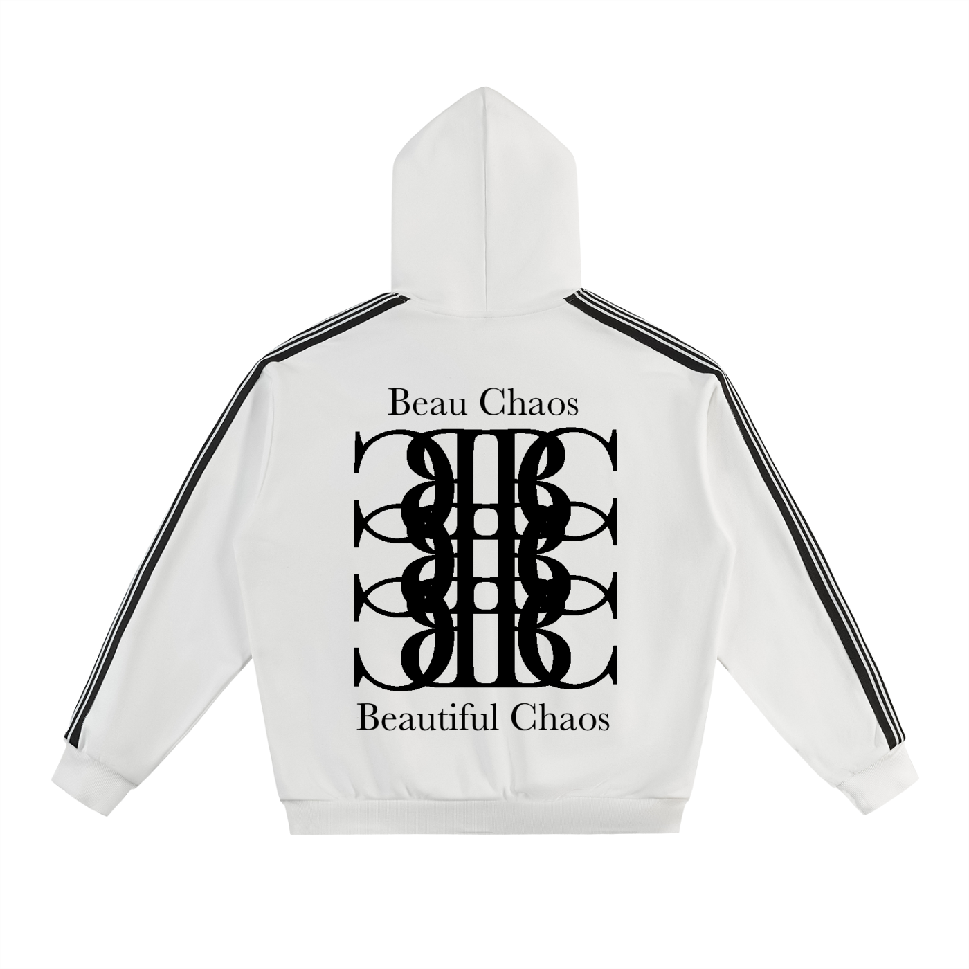 Beau Chaos Unisex "BC Mirror & BC Stack" Logo Side Stripe Drop-Shoulder Hoodie