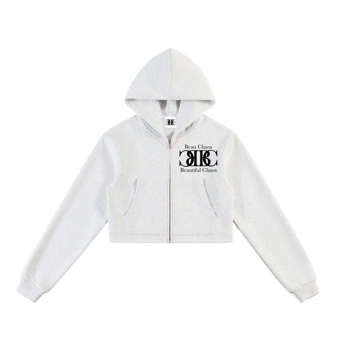 Beau Chaos Women's "Name & BC Stack" Logo Cropped Zip-Up Hoodie