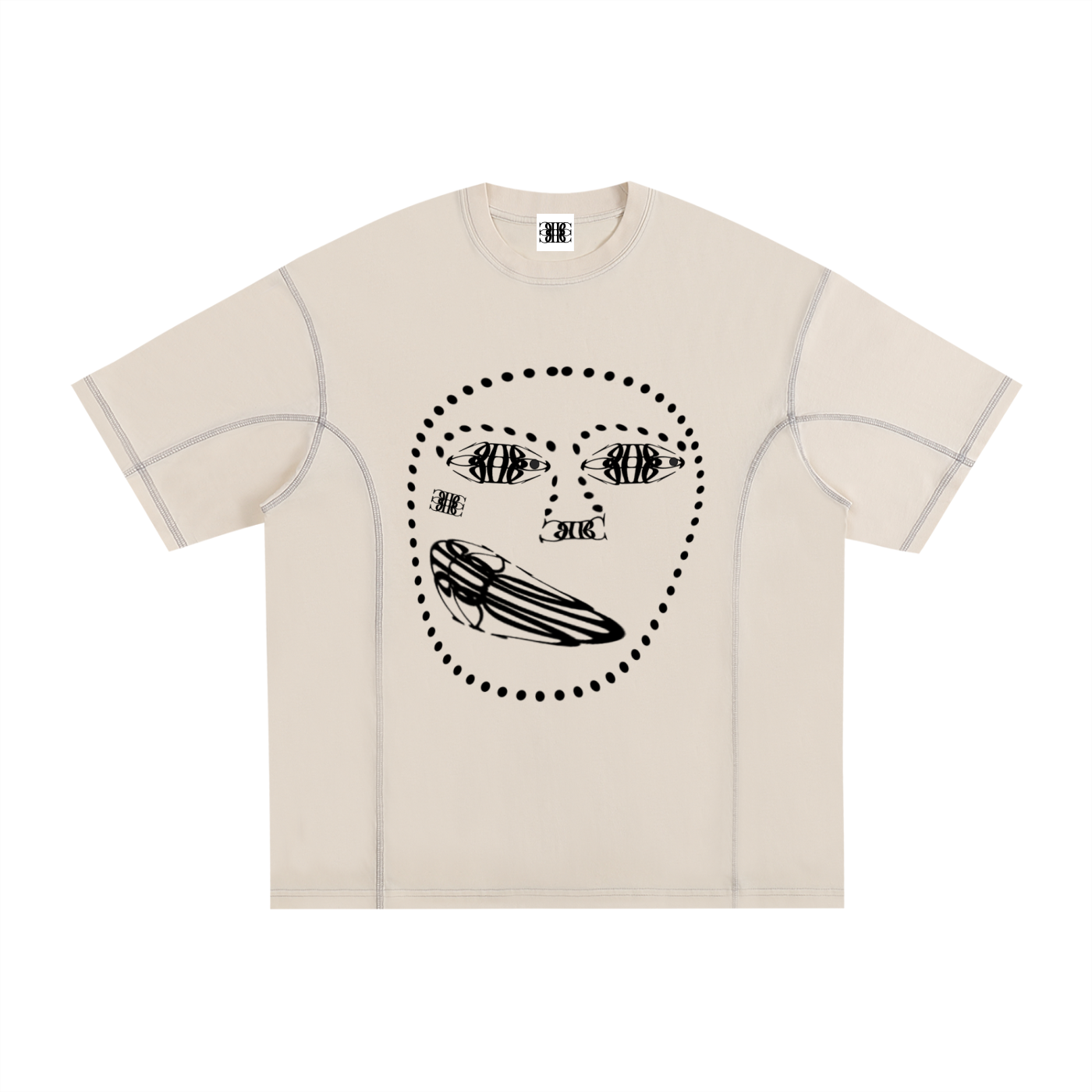 Beau Chaos Unisex "Face Phase 1 & 2" Logo Streetwear Contrast-Stitched T-Shirt