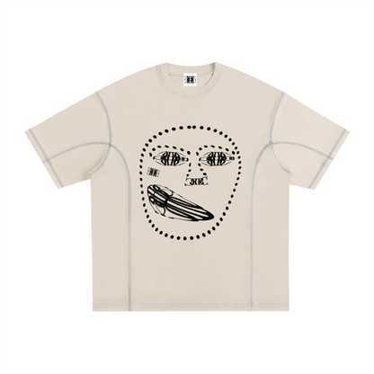 Beau Chaos Unisex "Face Phase 1 & 2" Logo Streetwear Contrast-Stitched T-Shirt