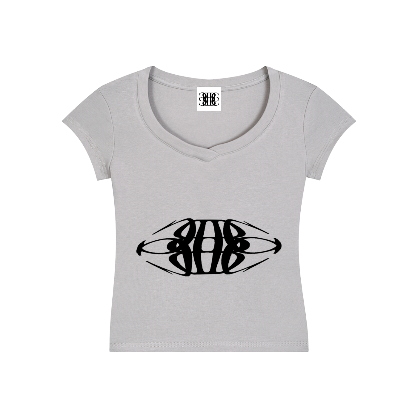 Beau Chaos Women's "Tall & Wide Stretch" Logo V-Neck Bodycon T-Shirt