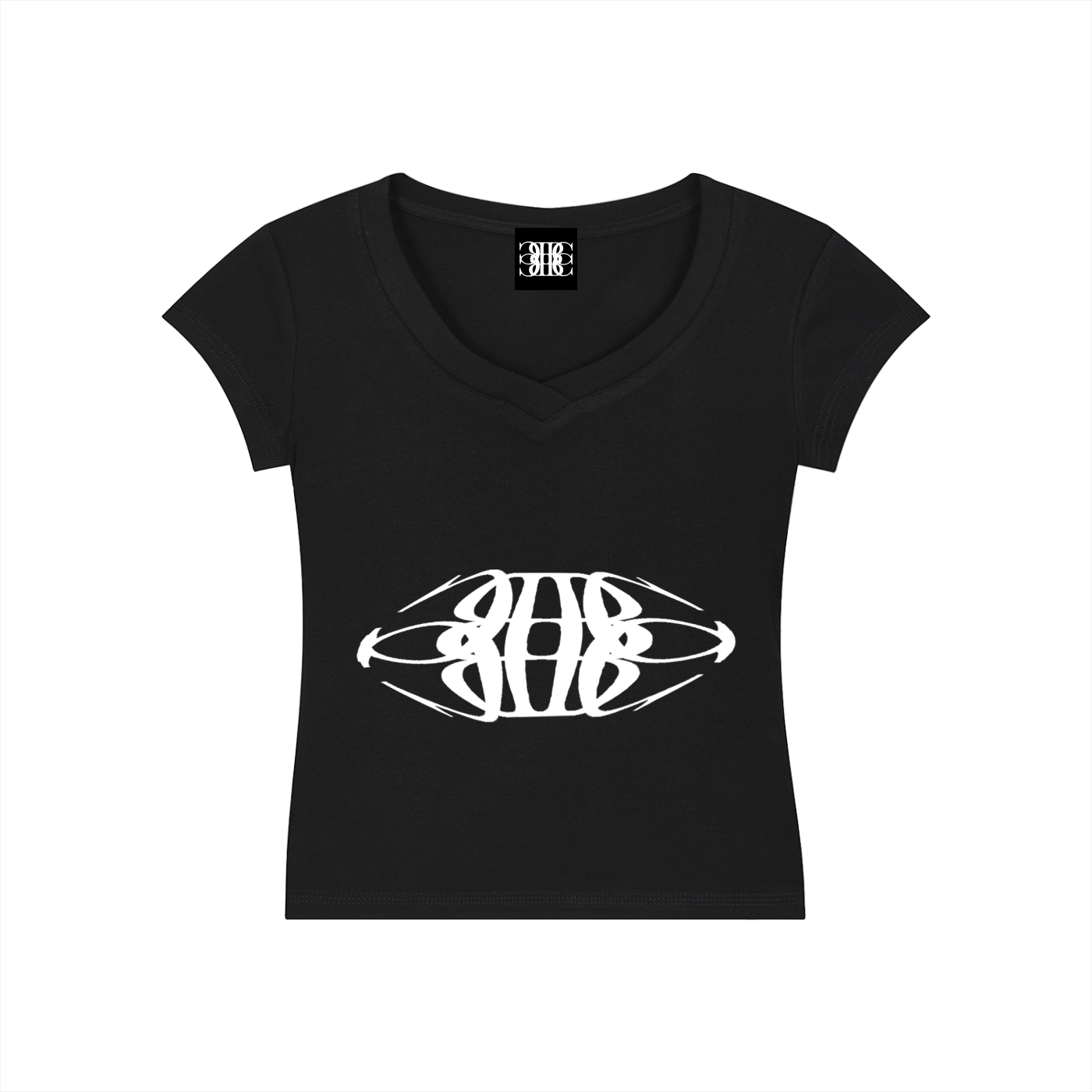 Beau Chaos Women's "Tall & Wide Stretch" Logo V-Neck Bodycon T-Shirt