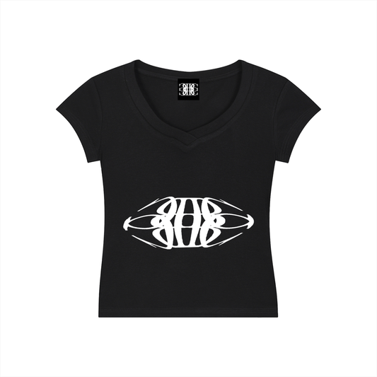 Beau Chaos Women's "Tall & Wide Stretch" Logo V-Neck Bodycon T-Shirt