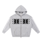 Beau Chaos Unisex "BC Mirror & Face Phase 2" Logo Contrast Tape Raw Edge Double Layered Zip Hoodie