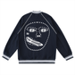 Beau Chaos Unisex "BC Mirror & Face Phase 1" Logo Contrast Trim Raglan Varsity Jacket