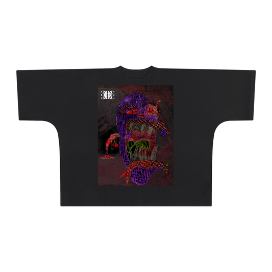 Beau Chaos Unisex "The Cave Man & BC Mirror" Logo Oversized One-Piece Boxy T-Shirt