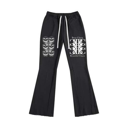Beau Chaos Unisex "BC Stack & Face Phase 3" Logo Flared Sweatpants