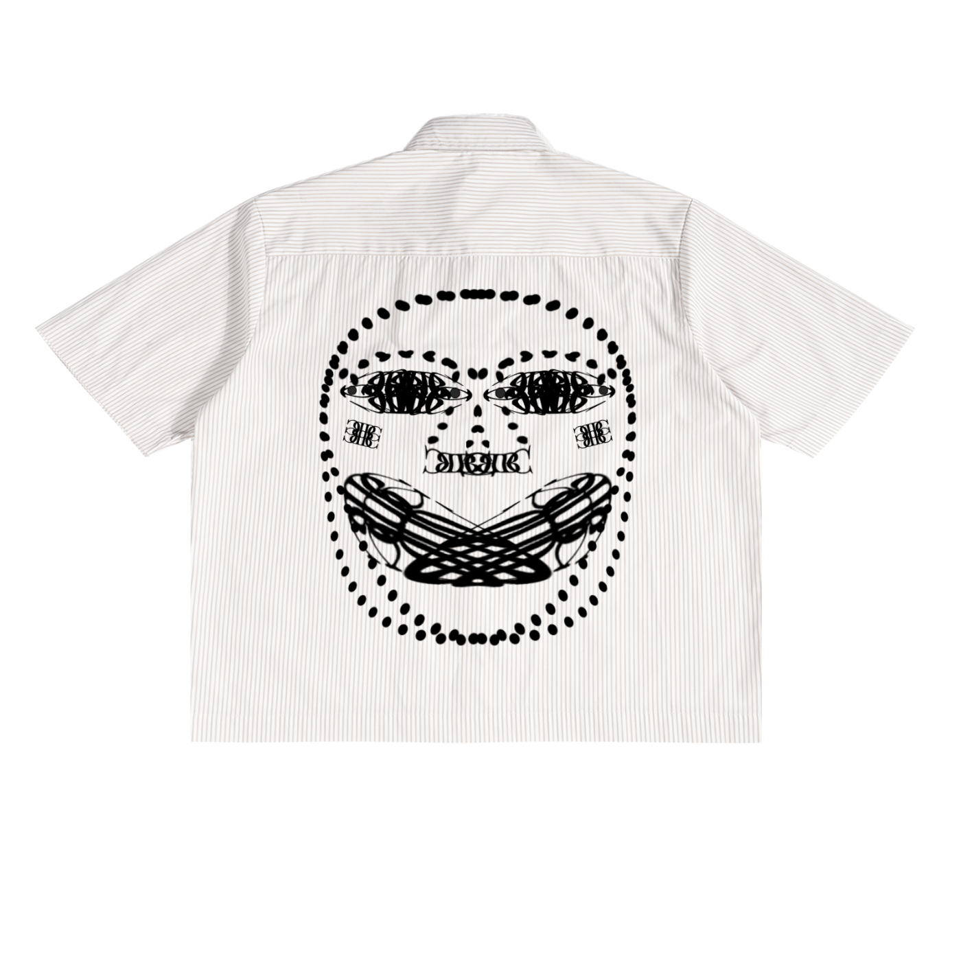 Beau Chaos Unisex "Name, Face Phase 2 & 3" Logo Oversized Vertical Stripe Boxy Shirt