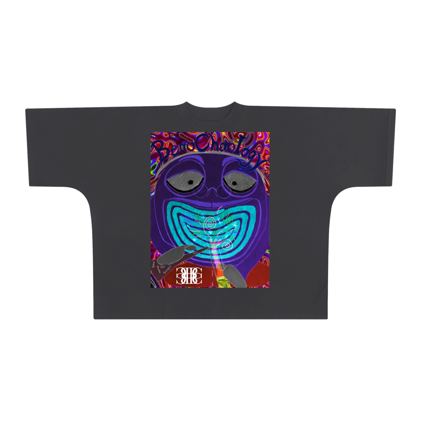 Beau Chaos Unisex "Beau Chaology & BC Mirror" Logo Oversized One-Piece Boxy T-Shirt