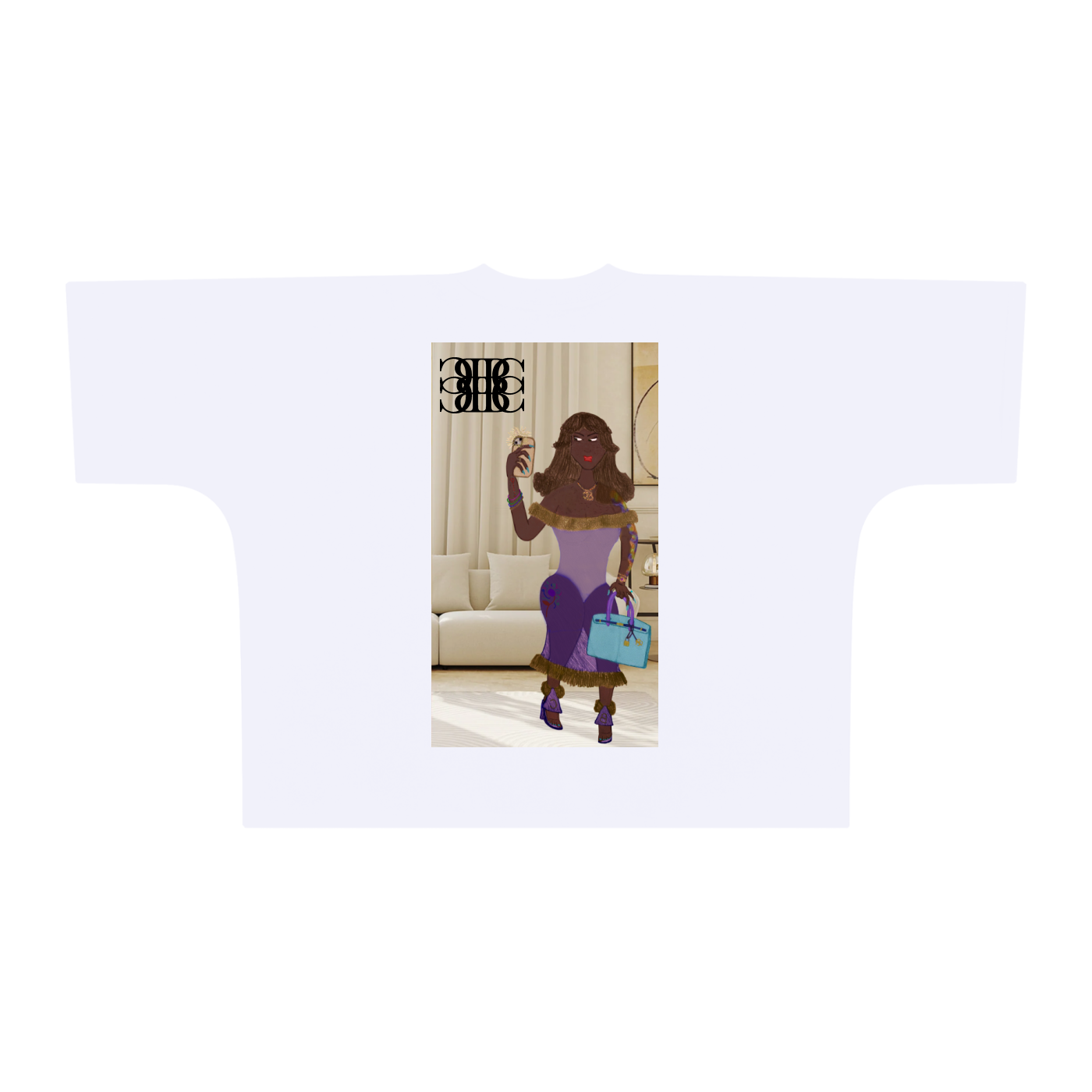 Beau Chaos Unisex "Luh IG Shawty & BC Mirror" Logo Oversized One-Piece Boxy T-Shirt