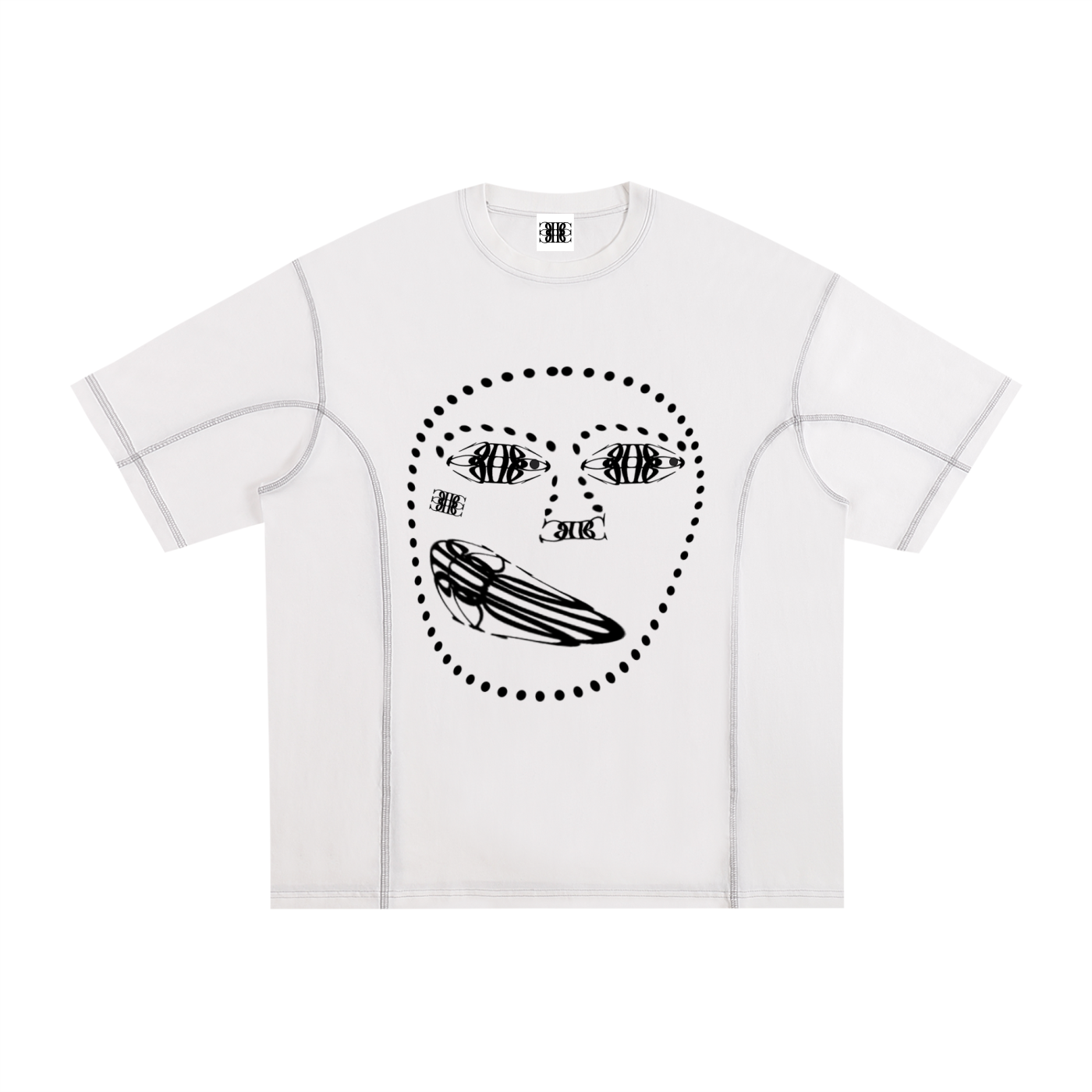 Beau Chaos Unisex "Face Phase 1 & 2" Logo Streetwear Contrast-Stitched T-Shirt