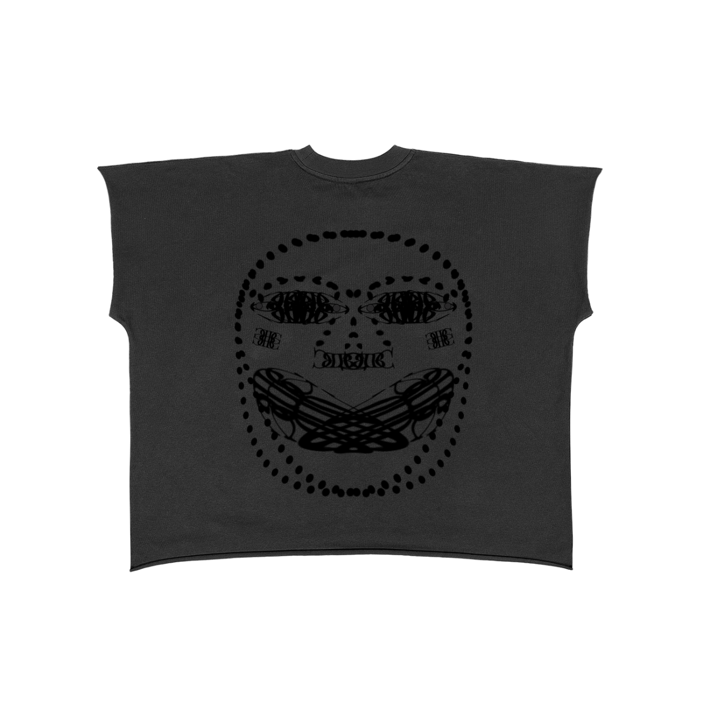 Beau Chaos Unisex "Face Phase 1 & 2" Logo Raw Edge Boxy Non-Shrink T-Shirt