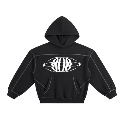 Beau Chaos Unisex "Tall & Wide Stretch"  Logo Contrast-Stitched Boxy Hoodie