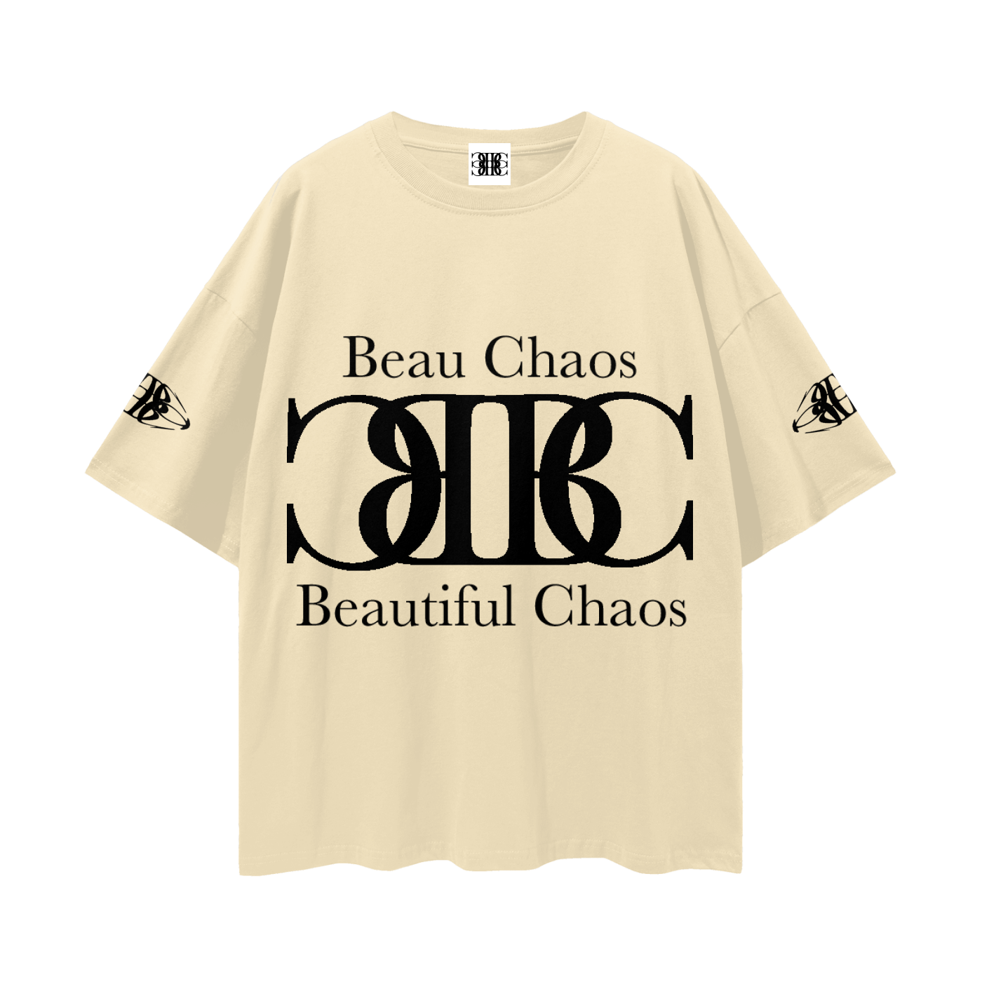Beau Chaos Unisex "Name, Wide Stretch & BC Perspective" Logo Streetwear Loose Drop Shoulder T-Shirt