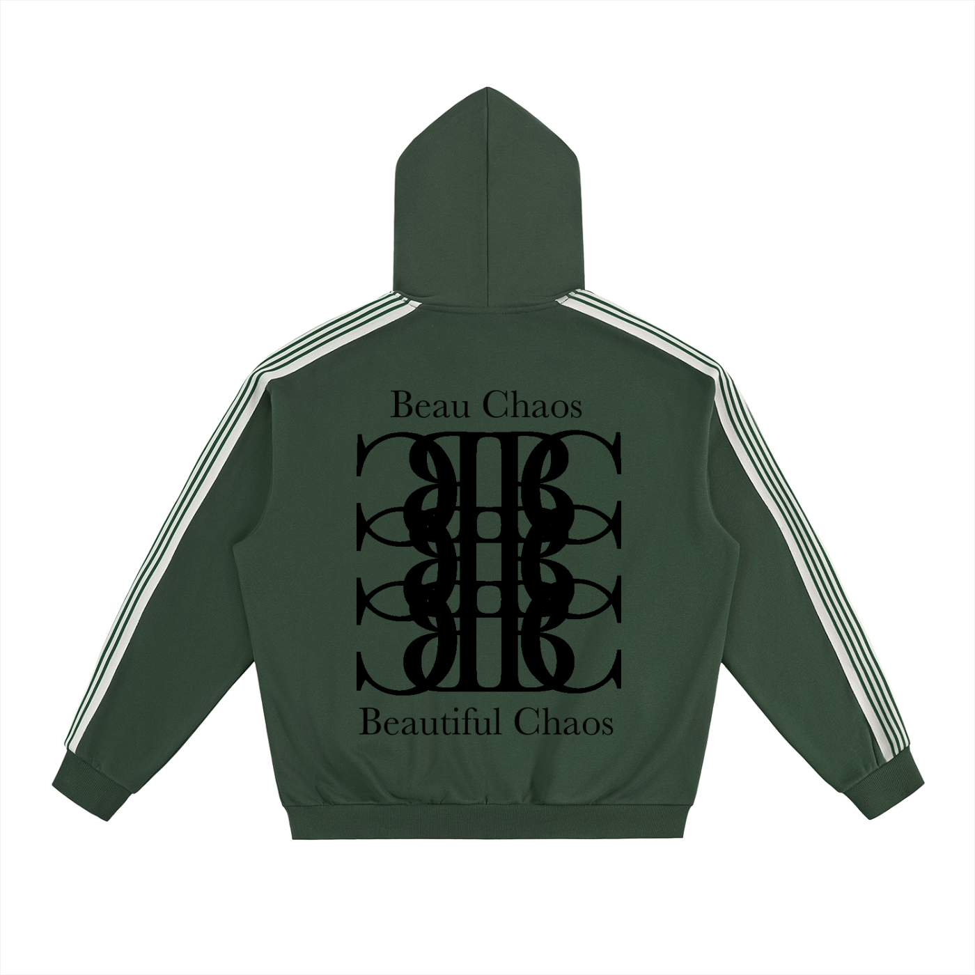 Beau Chaos Unisex "BC Mirror & BC Stack" Logo Side Stripe Drop-Shoulder Hoodie
