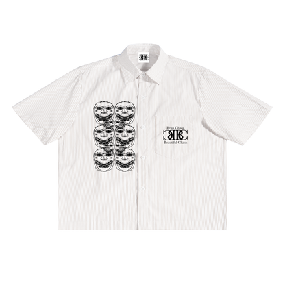 Beau Chaos Unisex "Name, Face Phase 2 & 3" Logo Oversized Vertical Stripe Boxy Shirt