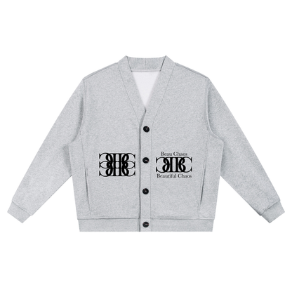 Beau Chaos Unisex "Name, BC Mirror & Wide Stretch" Logo Heavyweight Sweat Cardigan
