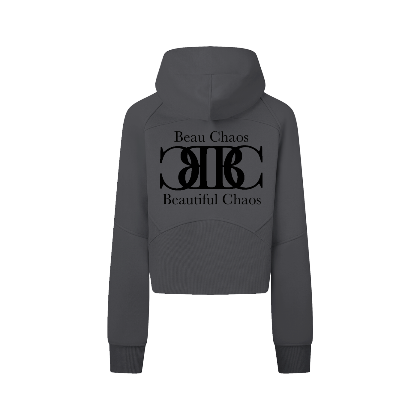 Beau Chaos Women's "Name & BC Mirror" Logo Cropped Zip-Through Hoodie