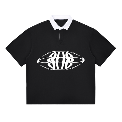 Beau Chaos Unisex "Wide Stretch & Name" Logo Contrast Polo Shirt