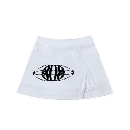 Beau Chaos Women's "Wide Stretch" Logo High-Waist Pocketed A-Line Skirt