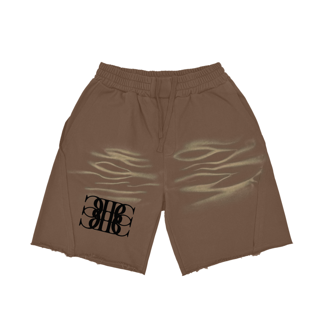 Beau Chaos Unisex "Tall & Wide Stretch" Logo Vintage Washed Tiger Stripes Short Pants