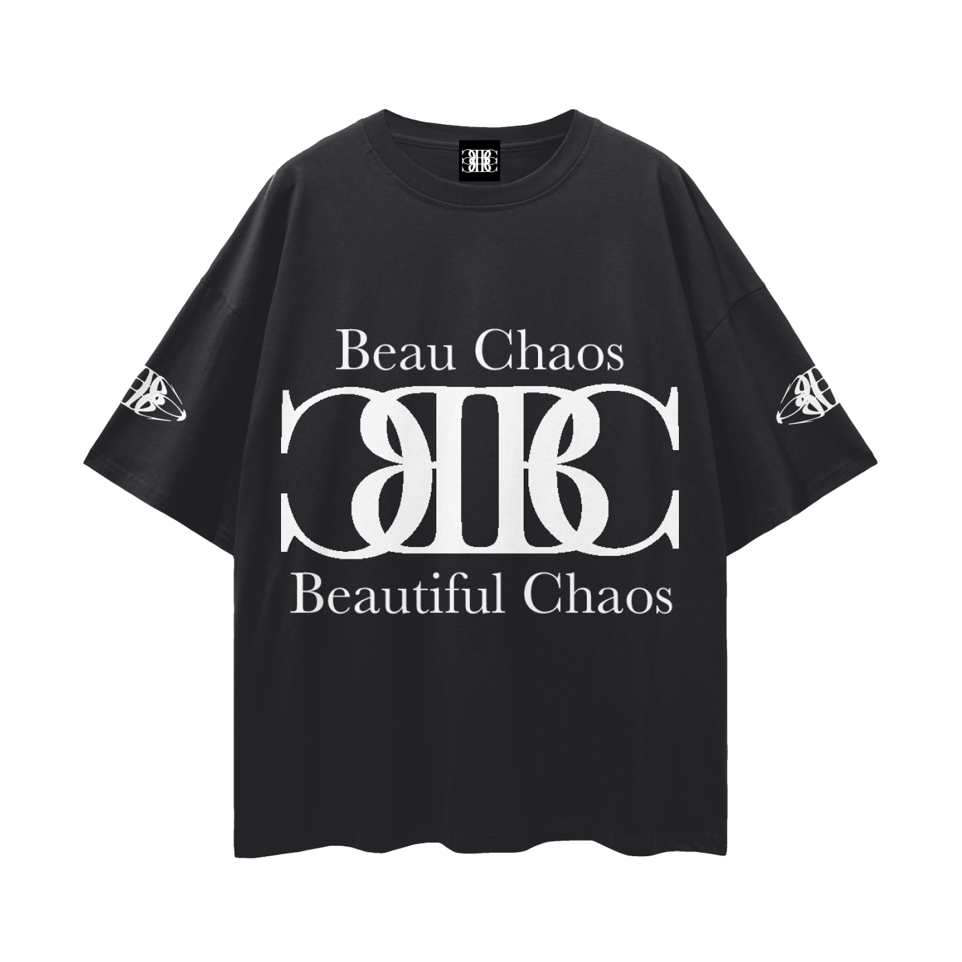 Beau Chaos Unisex "Name, Wide Stretch & BC Perspective" Logo Streetwear Loose Drop Shoulder T-Shirt