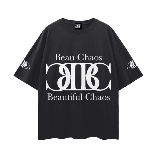 Beau Chaos Unisex "Name, Wide Stretch & BC Perspective" Logo Streetwear Loose Drop Shoulder T-Shirt
