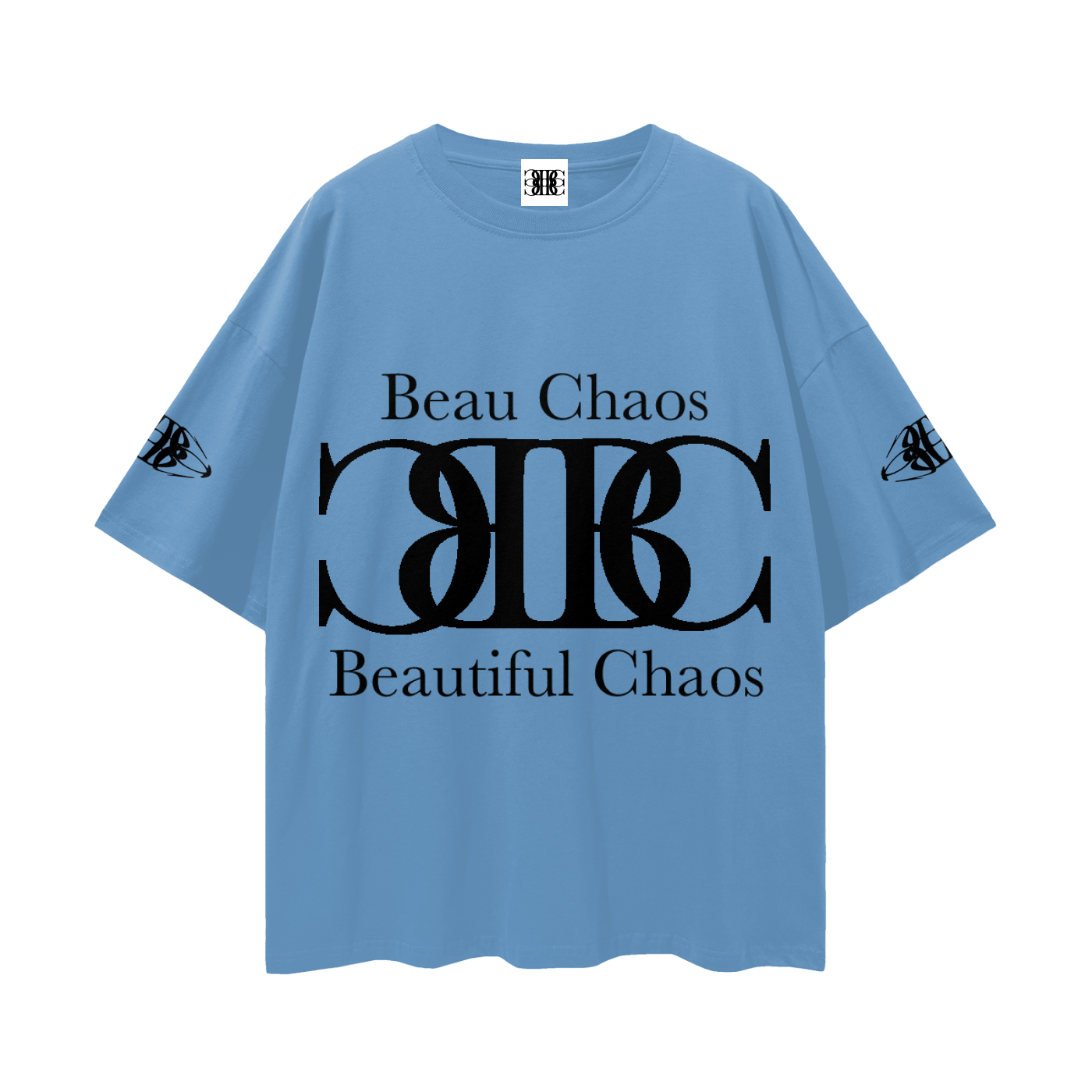 Beau Chaos Unisex "Name, Wide Stretch & BC Perspective" Logo Streetwear Loose Drop Shoulder T-Shirt