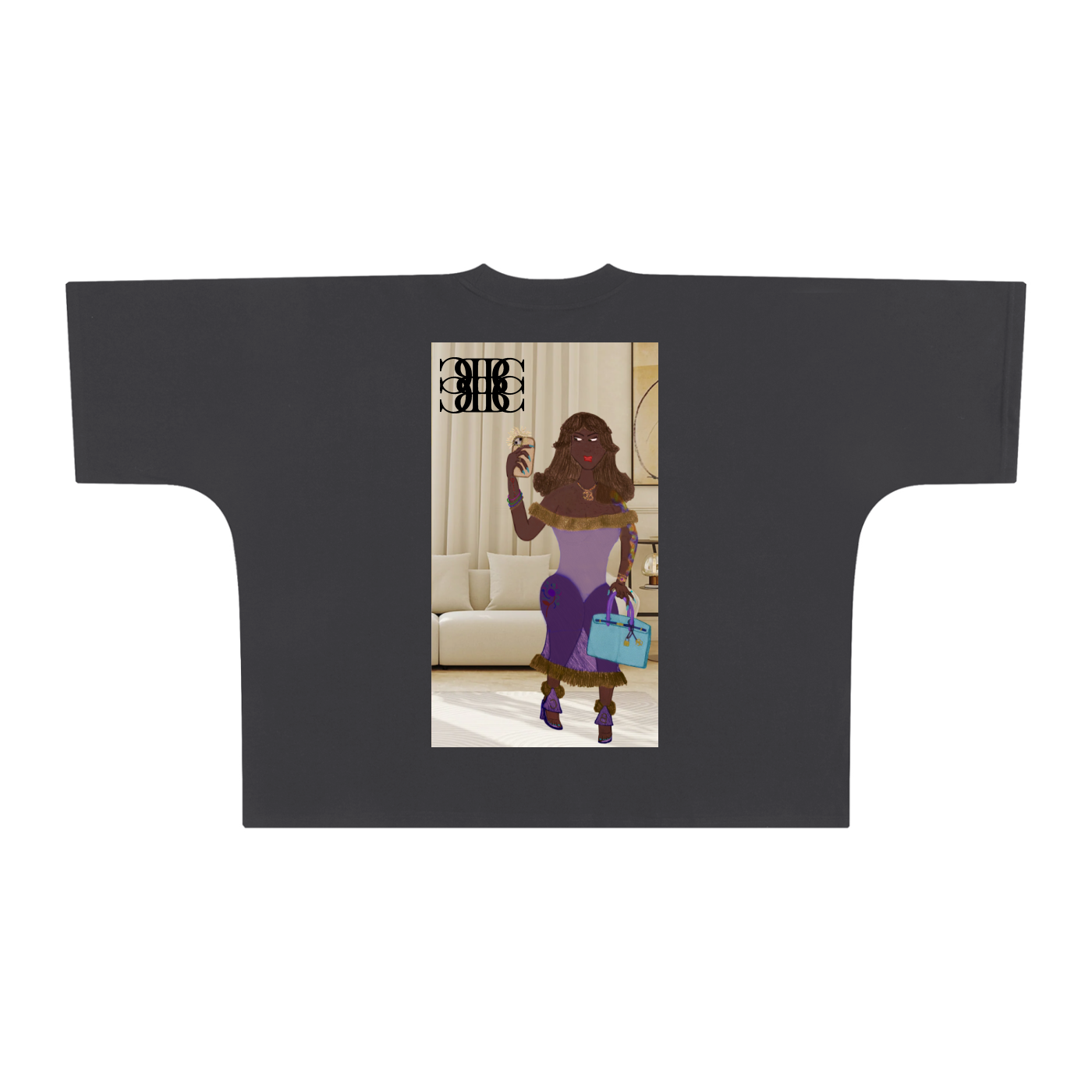 Beau Chaos Unisex "Luh IG Shawty & BC Mirror" Logo Oversized One-Piece Boxy T-Shirt
