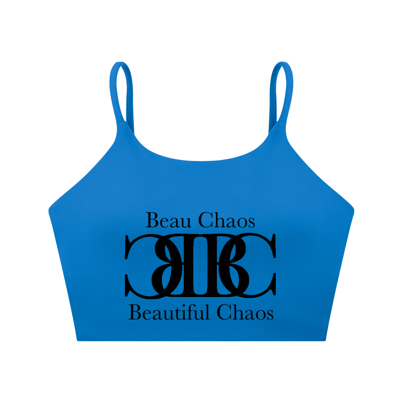 Beau Chaos Women's "Name & BC Mirror" Logo Spaghetti Strap Yoga Sports Bra