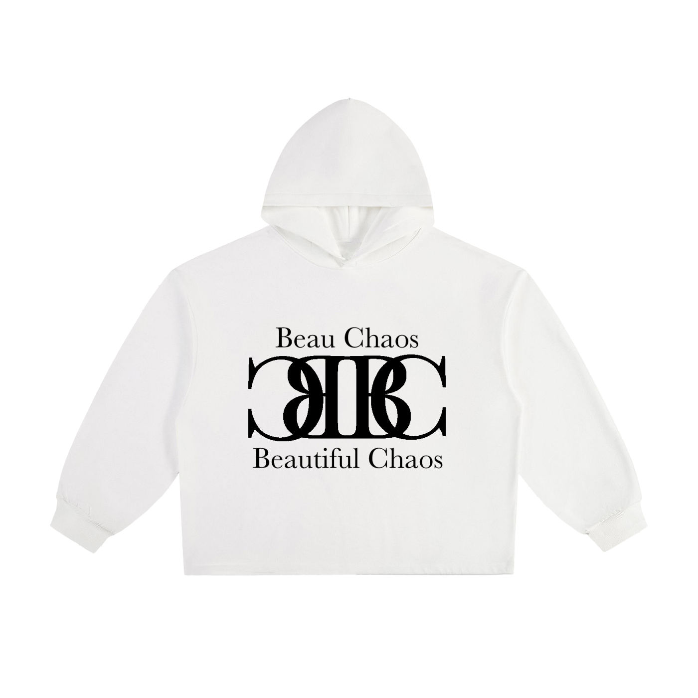 Beau Chaos Unisex "Name & BC Perspective" Logo Heavyweight Oversized Drawstring Hem Hoodie