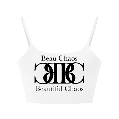 Beau Chaos Women's "Name & BC Mirror" Logo Solid Color Sports Bra