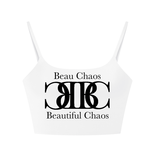 Beau Chaos Women's "Name & BC Mirror" Logo Solid Color Sports Bra