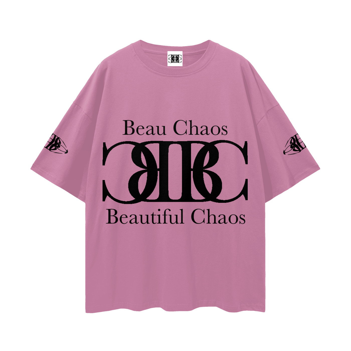 Beau Chaos Unisex "Name, Wide Stretch & BC Perspective" Logo Streetwear Loose Drop Shoulder T-Shirt