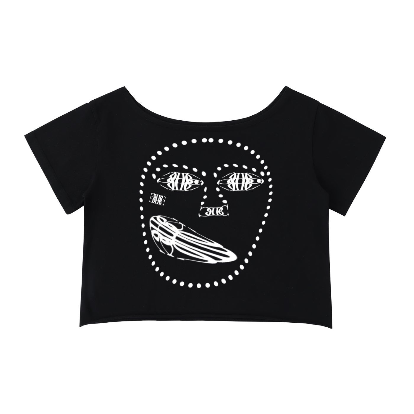 Beau Chaos Women's "Face Phase 1 & BC Mirror" Logo Off-Shoulder Rolled Hem T-Shirt