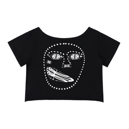 Beau Chaos Women's "Face Phase 1 & BC Mirror" Logo Off-Shoulder Rolled Hem T-Shirt